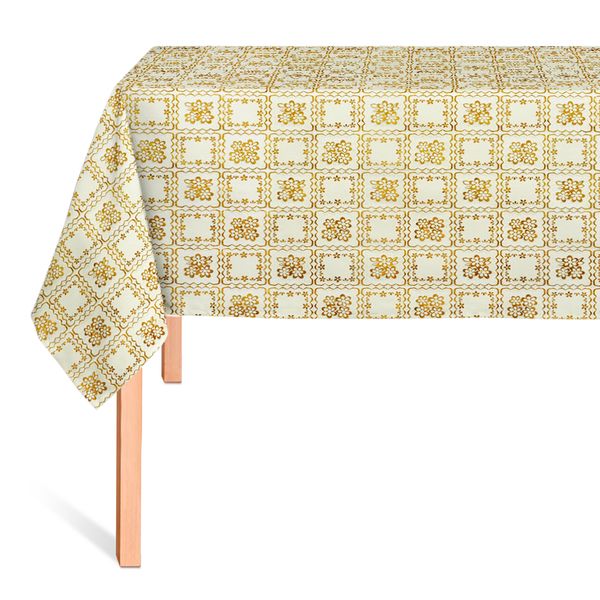CUBREMESA ENCAJE PVC CUADROS FLORALES COBRE