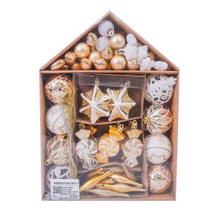 Navidad Pack Bolas 73Pzs Multiforma Casita Dorado (Mc-1441)