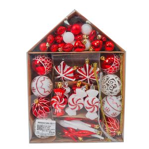 Navidad Pack Bolas 73Pzs Multiforma Casita Rojo (Mc-1437)