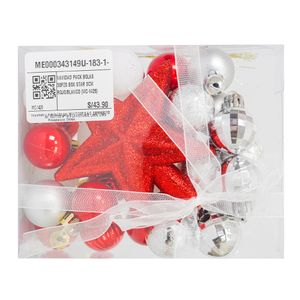 Navidad Pack Bolas 30Pzs Box Star 3Cm Rojo/Blanco (Mc-1426)