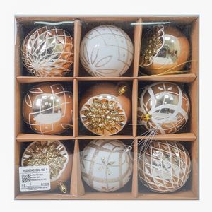 Navidad Pack Bolas 9Pzs Box 10Cm Dorado/Blanco (Mc-1527)