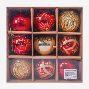 Navidad Pack Bolas 9Pzs Box 10Cm Rojo/Dorado (Mc-1523)