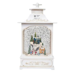 Navidad Adorno Farol Blanco 33X18X9Cm Luz Calida (Wdl-24061B)