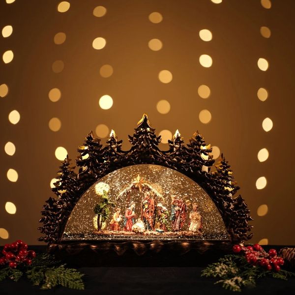 Adorno Farol Nacimiento Marron 23 x 32 x 7 cm Luz Calida