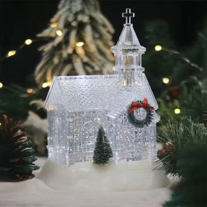 Navidad Adorno Led Casa Cristal Blanco (Yj-2583A)