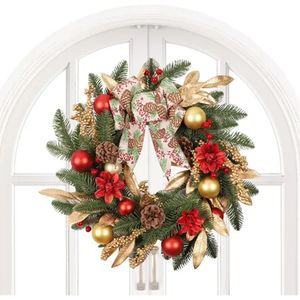 Navidad Corona Pinos 45Cm Rojo/Dorado (Gc-253)