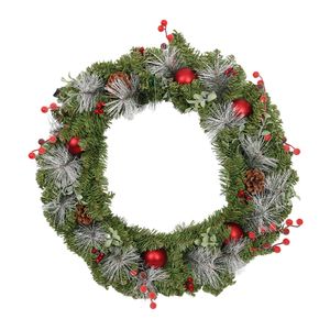 Navidad Corona Esferas 60Cm Rojo/Verde (Gc-276)