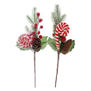 Navidad Planta P/Arbol Baston X 2Pzs 36X11 Cm Rojo/Verde (Jq-14)