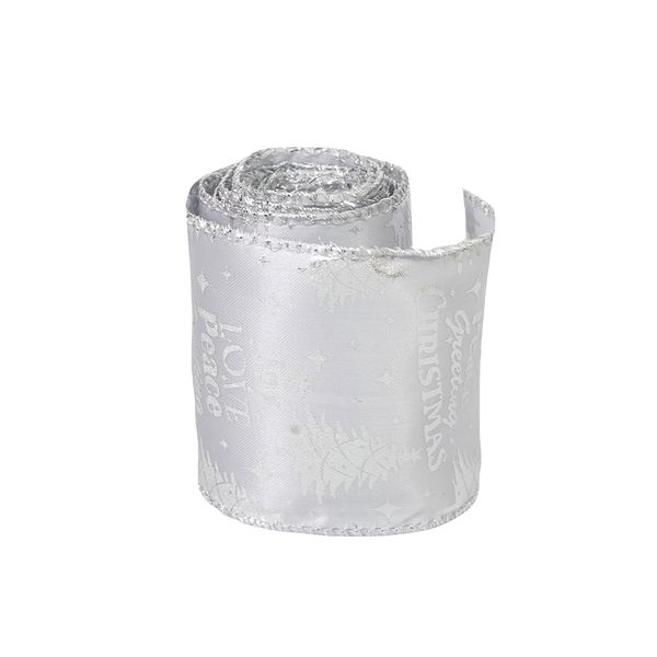 Navidad Cinta P/Arbol Esp 0.63X 2 Mts Plateado (Gh-113)