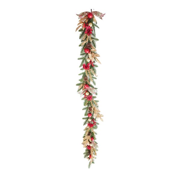 Navidad Guirnalda Flor 1.80Cm Rojo/Dorado (Gc-255)