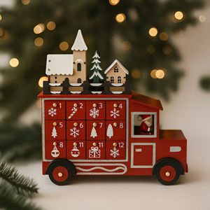 Navidad Calendario Adviento Carro 29X9X27 Cm Rojo/Verde (Rfre21-Cac)