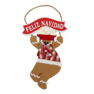 Navidad Adorno Colgante Jengibre Feliz 19Cm X 32Cm Marron (Jt039)