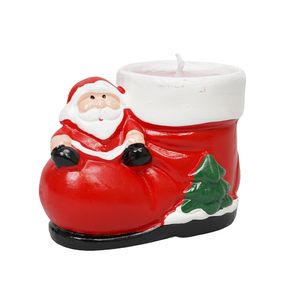 Navidad Vela Bota Noel 9.5X6.6Cm Rojo/Blanco (Hc-437)