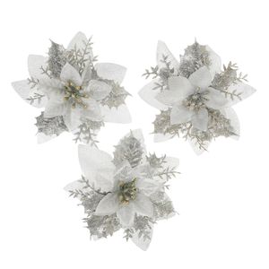 Navidad Flores P/Arbol X3Pzs 14X14Cm Plateado (Zh-48)