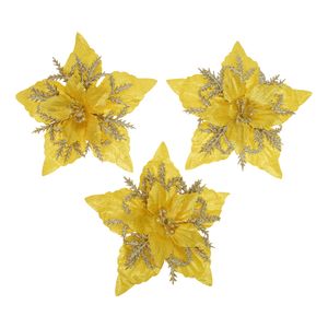 Navidad Flores P/Arbol X3Pzs 16Cm Amarillo (Zh-46)