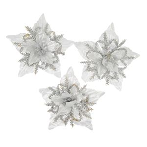 Navidad Flores P/Arbol X3Pzs 16Cm Plateado (Zh-46)