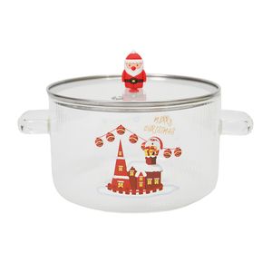 Navidad Bowl Cristal C/Asas Y Tapa Santa Rojo/Transp