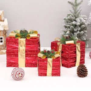 Navidad Regalo Deco X3 Pzs Dorado/Rojo