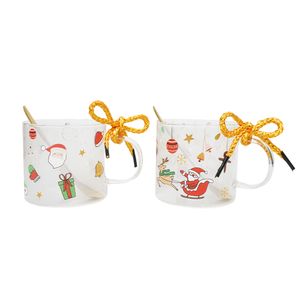 Navidad Set Tazas Vidrio C/Caja Regalo Rojo/Blanco (Hb-B2343)