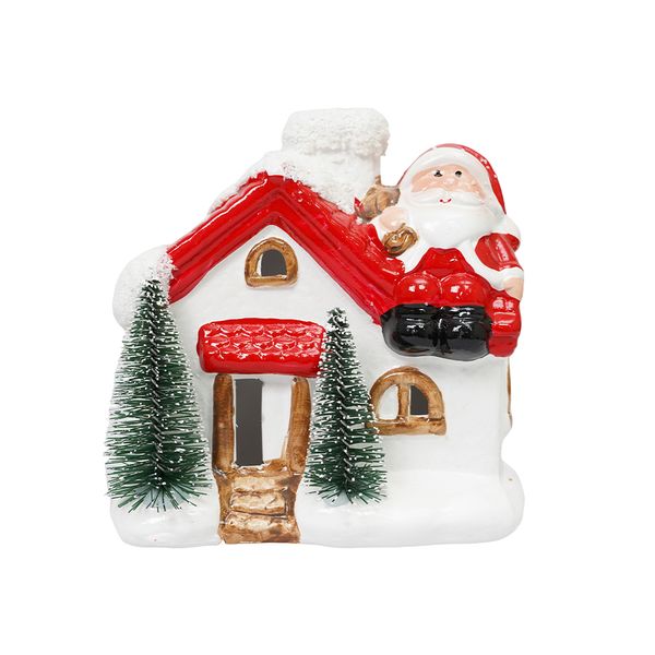 Navidad Adorno Led Noel Casita 12.2X8X12 Cm Rojo/Blanco (24016)