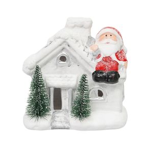 Navidad Adorno Led Noel Casita 12.2X8X12 Cm Blanco/Gris (24016B)