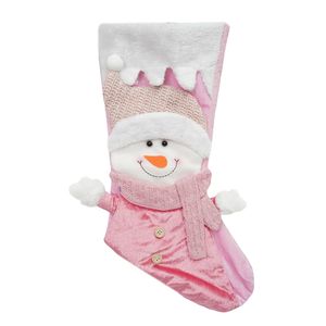 Navidad Bota Muñeco De Nieve 49X22Cm Rosado (Gc-101)