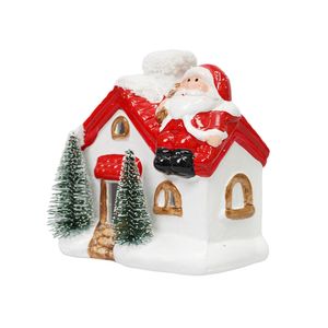Navidad Adorno Led Noel Casita 12.2X8X12 Cm Rojo/Blanco (24016)