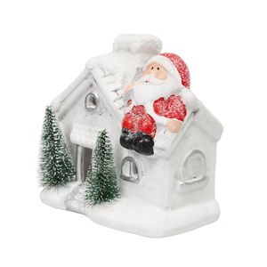 Navidad Adorno Led Noel Casita 12.2X8X12 Cm Blanco/Gris (24016B)
