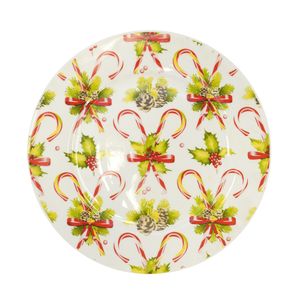 Navidad Plato Lazos 25.5 Cm Rojo/Blanco (Hc-272)