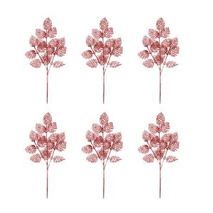 Navidad Planta P/Arbol Hoja Iii X6Pz 65Cm Rojo (Zd-Y18)