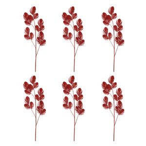 Navidad Planta P/Arbol Hoja Iv X6Pz 80Cm Rojo (Zd-Y21)