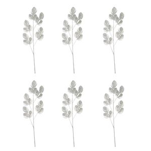 Navidad Planta P/Arbol Hoja Iv X6Pz 80Cm Plateado (Zd-Y21)