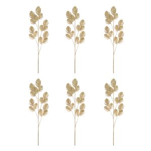 Navidad Planta P/Arbol Hoja Iv X6Pz 80Cm Dorado (Zd-Y21)