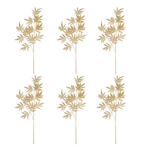 Navidad Planta P/Arbol Hoja Ii X6Pz 75Cm Dorado (Zd-Y06)