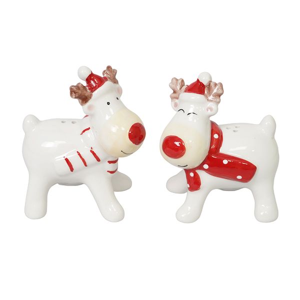 Navidad Condimentero X2Pzs Chal Blanco 8X4X8Cm Blanco (Hc-321)