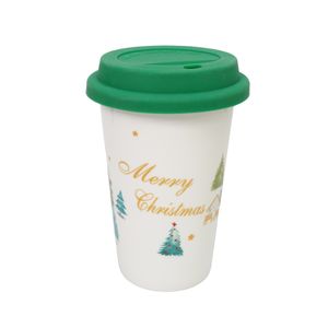 Navidad Taza Bosque 9X14Cm Blanco/Verde (Hc-199)