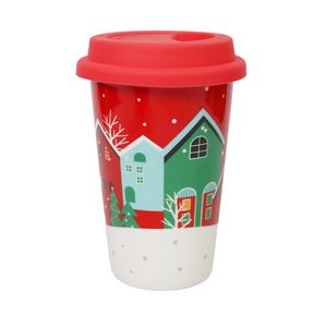 Navidad Taza Casas 9X14Cm Rojo/Blanco (Hc-185)