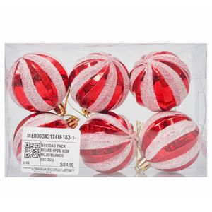 Navidad Pack Bolas 6Pzs 6Cm Rojo/Blanco (Gc-355)