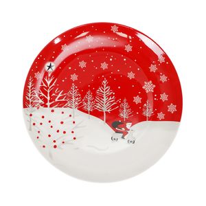 Navidad Plato Nevado Santa 10In Rojo/Blanco (Hc-181)