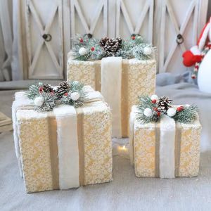 Navidad Regalo Deco Led X3 Pzs Blanco/Dorado (Yh99032)