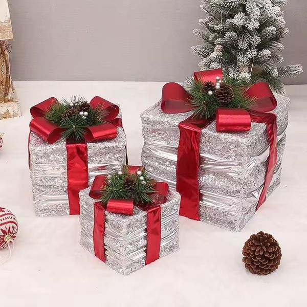 Navidad Regalo Deco X3 Pzs Plateado/Rojo (T1220073B)