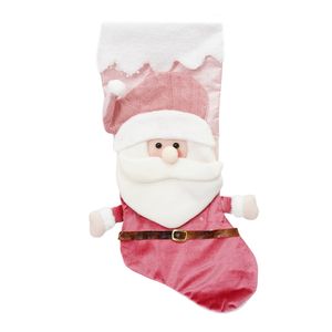 Navidad Bota Noel 28X52 Cm Rosado/Blanco (Yh99030)