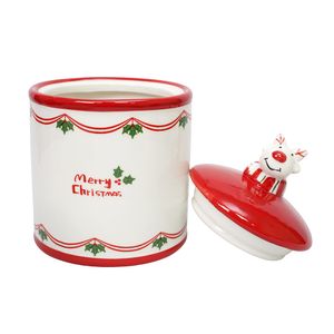 Navidad Tarro P/Dulces Rodolfo 11.5X11.5X17Cm Rojo/Blanco (25116)