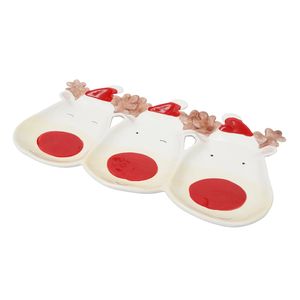 Navidad Bandeja Rodolfo 30X18X2.3Cm Rojo/Blanco (25122)