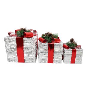 Navidad Regalo Deco X3 Pzs Plateado/Rojo (T1220073B)
