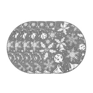 Navidad Individuales 4Pzs Circ Muerdago 37Cm Plateado (Hme9-067A)