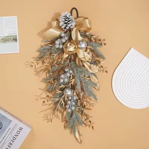 Navidad Corona Lazo 50Cm Dorado (Gc-246)