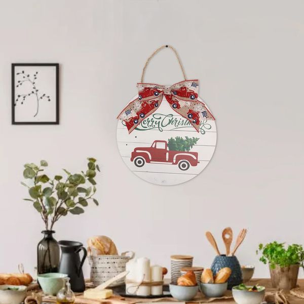 Navidad Adorno Colgante Coche/Arbol 30X34 Cm Rojo/Verde (Mc-1053)