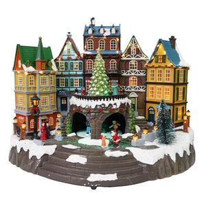 Navidad Escultura Ciudad Musical C/Luces Led 42X26X32 Cm (Dc-7)