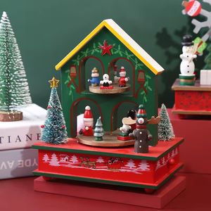 Navidad Caja Musical Casa 13X18X22Cm Verde (Mc-105)